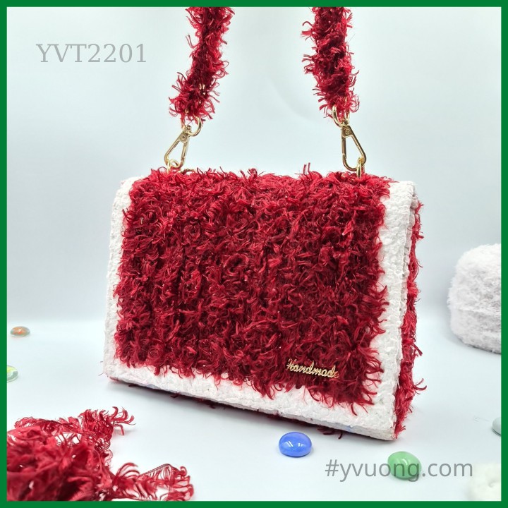 Túi Đeo Chéo Thời Trang Nữ Sợi Len Mi Đan Móc Thủ Công - Túi Crochet, Túi Xách Nữ Đan Móc Handmade YVT2201