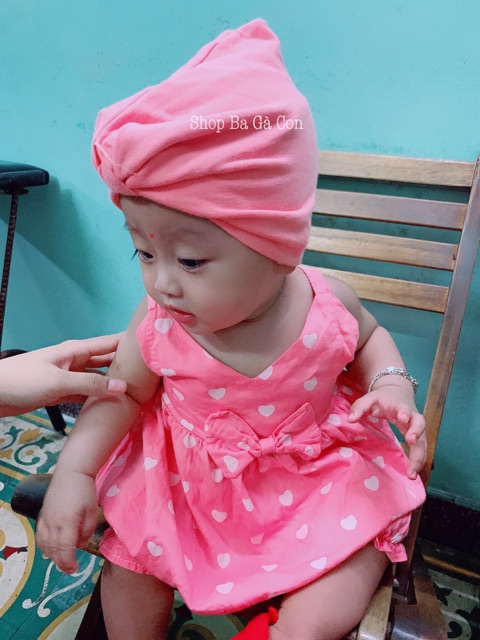 Mũ turban cho bé shop ba gà con ( màu hồng dâu )