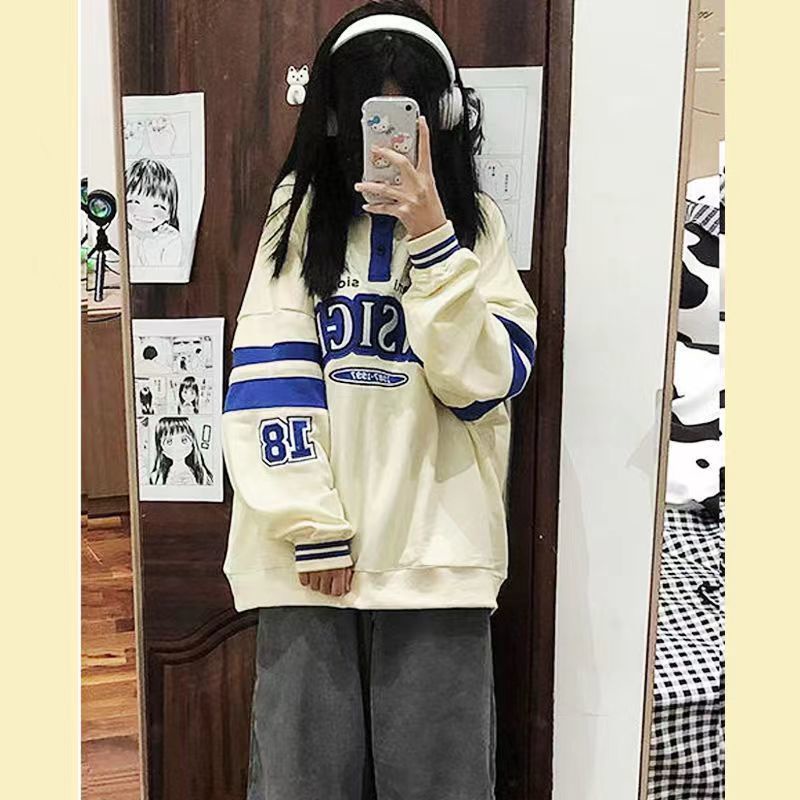 Áo Hoodie Mỏng Dáng Rộng Màu Sắc Tương Phản Phong Cách Mỹ Cổ Điển Thời Trang Cho Nữ