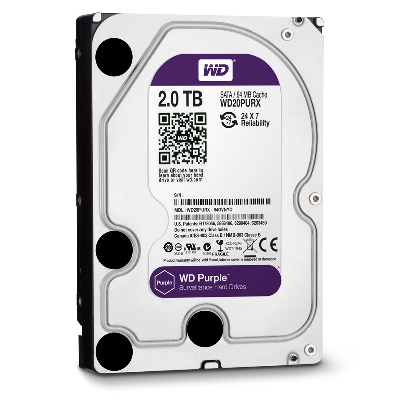 Ổ cứng HDD Western Digital Purple 2TB 3.5" SATA 3 - WD10PURZ Hàng chính hãng