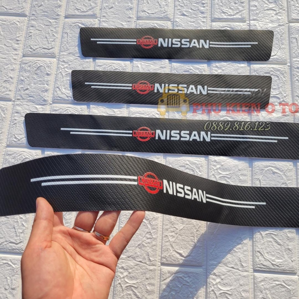 NISSAN - Bộ Miếng Dán Chống Trầy Xước Có Logo Hãng NISSAN Bảo Vệ Bậc Cửa Và Dán Cốp Xe Hơi, Xe Ô Tô