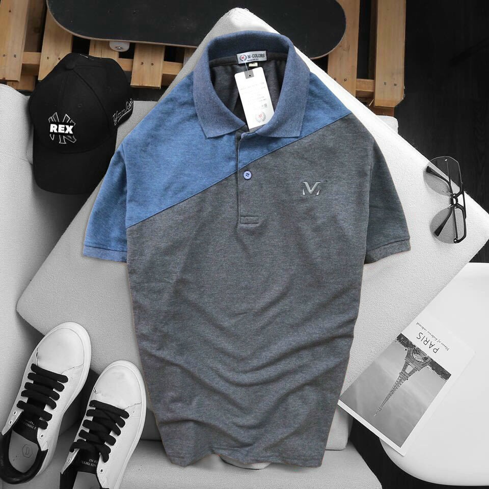 Áo Polo nam cổ bẻ phối màu chữ M vải cá sấu Cotton xuất xịn,chuẩn form,sang trọng-lịch lãm màu -Hàng Xuất Khẩu | BigBuy360 - bigbuy360.vn