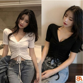 [Rẻ Vô Địch] Áo thun dây rút ngực tay ngắn_ảnh thật