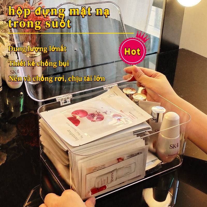 Hộp đựng mỹ phẩm trong suốt để bàn tiện dụng hộp mặt nạ giá để đồ trong phòng tắm chăm sóc da