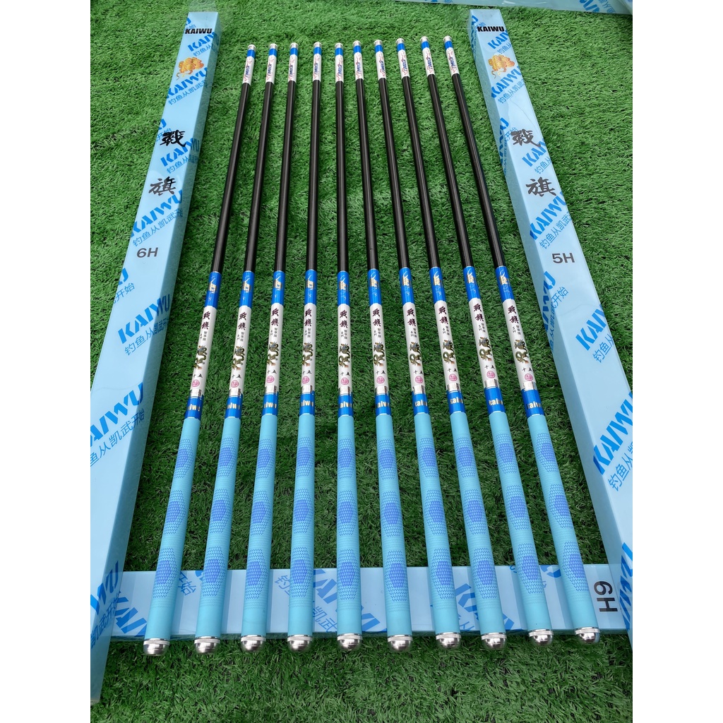 cần KAIWU Thiên Long thế hệ 2021. dài 3m6 => 7m2 . độ cứng 5h - 6h phân bố lực 28, tải tĩnh 2,8kg. tải cá 13kg đến 15kg