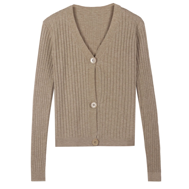 Áo Khoác Cardigan Dệt Kim Tay Dài Màu Sắc Xinh Xắn Cho Nữ