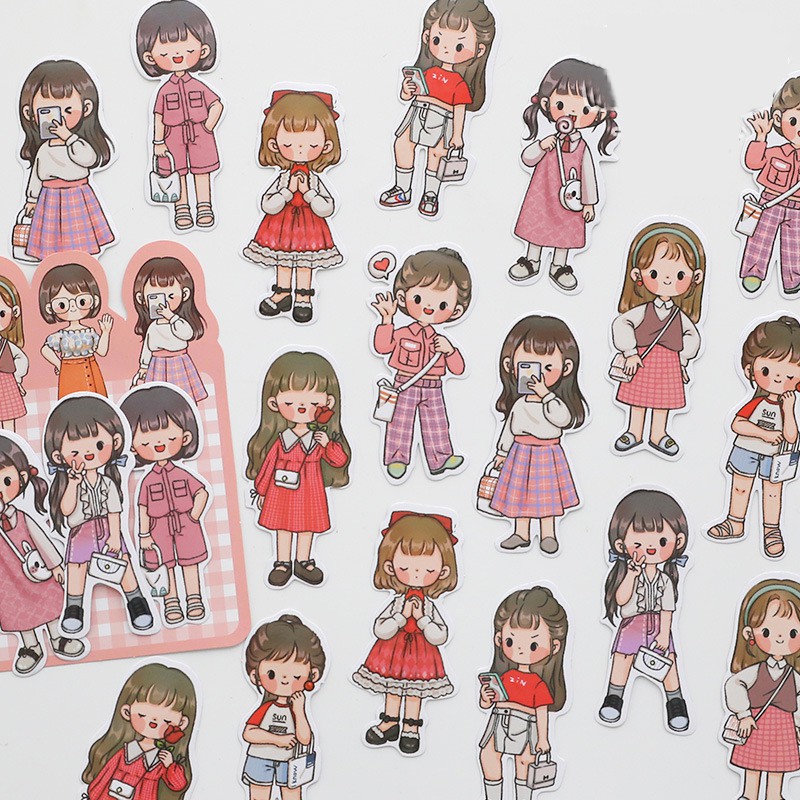 Bộ Sticker cô nàng, chàng trai cá tính - Nhãn dán stick trang trí sổ, album, nhật ký Tuệ Minh