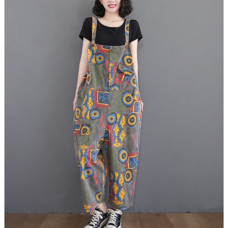 A169 Yếm big size freesize thời trang in họa tiết nhiều màu nổi bật cá tính năng động ống rộng | BigBuy360 - bigbuy360.vn