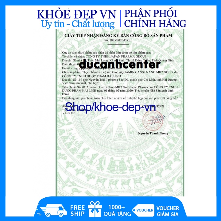 Viên uống bổ sung canxi, Vitamin D3, AQuamin 400mg nguyên liệu nhập khẩu anh - Hộp 30 viên