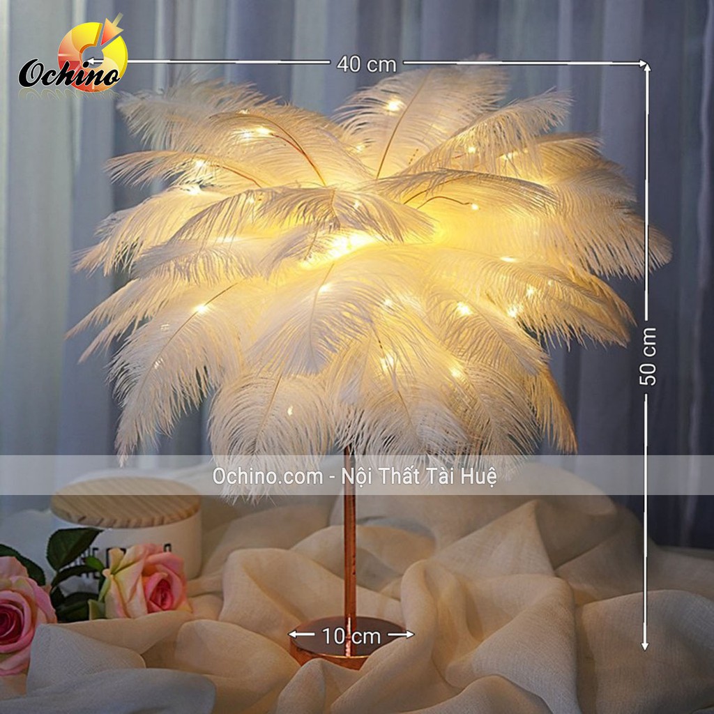 Đèn Lông Vũ, Đèn Ngủ Lông Vũ Để Bàn ( Có điểu Khiển từ xa và Hẹn giờ)