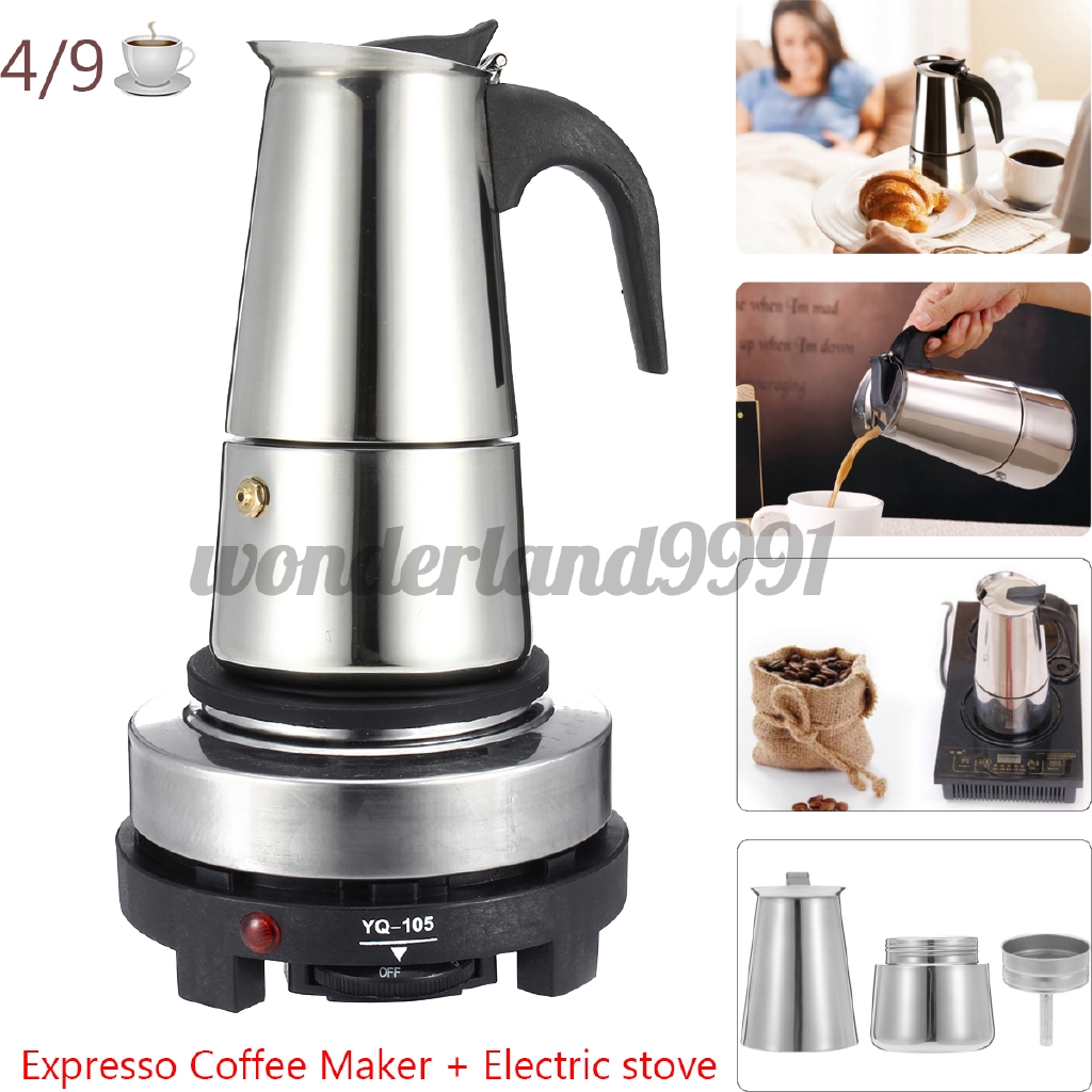 Máy Pha Cà Phê Espresso Moka Chất Liệu Thép Không Gỉ