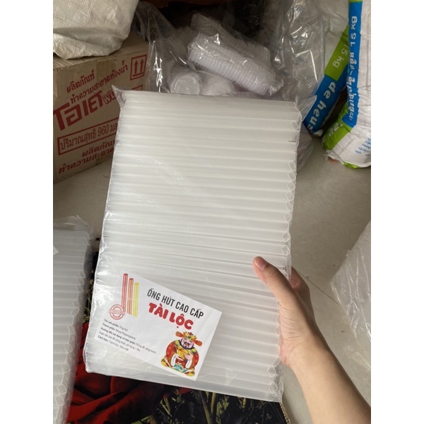 Sỉ 1 bịch ống hút trà sữa Zin trong đen cao cấp phi 12 -có màn bọc
