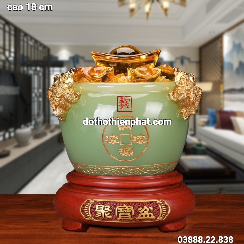 Bát tụ bảo ngọc chiêu tài chiêu lộc cao 18 cm hàng cao cấp SIÊU RẺ màu xanh