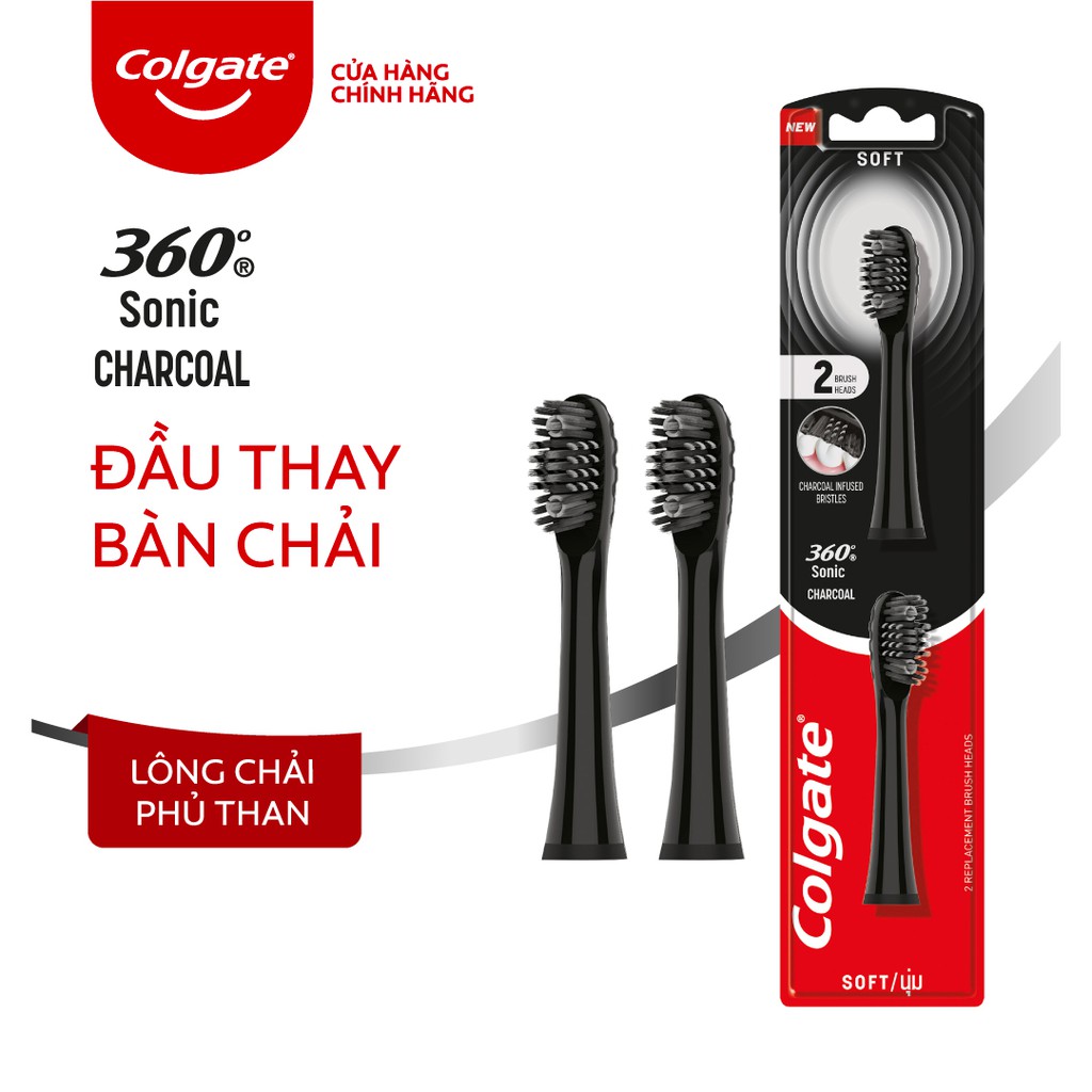 [Mã FMCGCOL giảm 8% đơn 250K] Bộ 2 đầu thay bàn chải điện Colgate Sonic 360 Charcoal