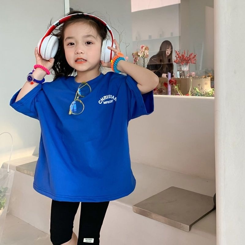 Áo Thun Cotton Tay Ngắn In Họa Tiết Hoạt Hình Phong Cách Hàn Quốc Thời Trang 2022 Cho Bé Gái
