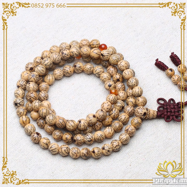 Chuỗi Vòng Tay 108 Hạt Bồ Đề Đài Loan Niệm Phật Dây Đồng Kết - Tâm Phong Thủy
