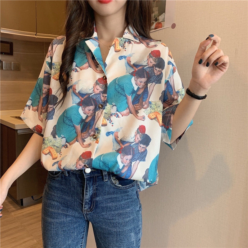 Áo Sơ Mi Ngắn Tay Cổ Bẻ Phong Cách Hàn Thời Trang Nữ