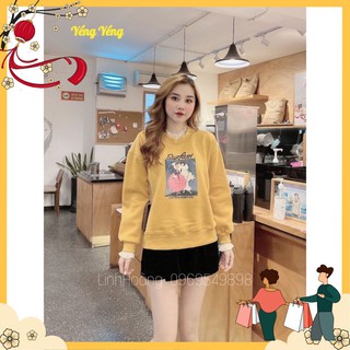 ANU564 - ÁO NỈ BÔNG NỮ VÀNG BẠCH TUYẾT CỔ BÈO REN