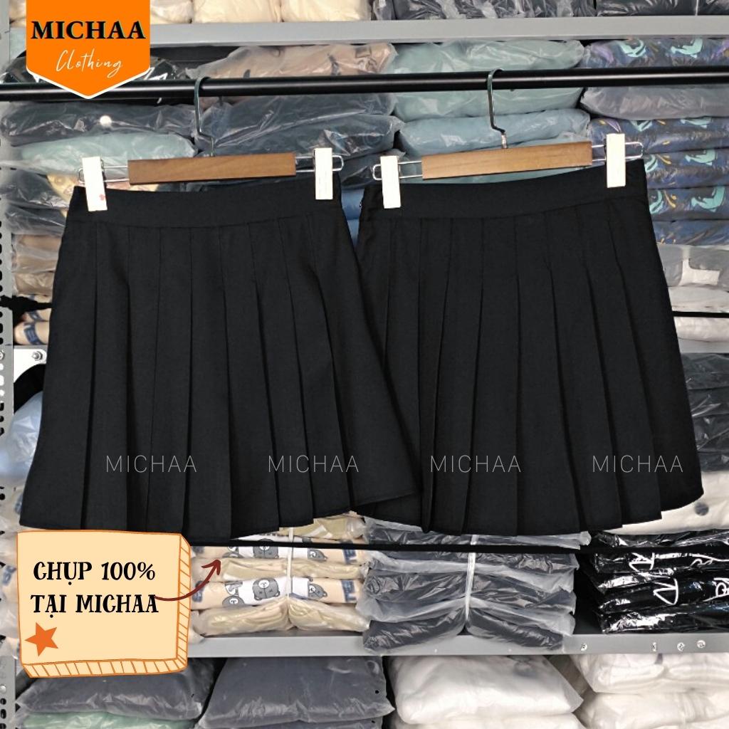 Chân Váy XẾP LY TENNIS Nữ Ngắn Dáng Xòe Lưng Cạp Cao Chữ A Có Lót Trong - MICHAA