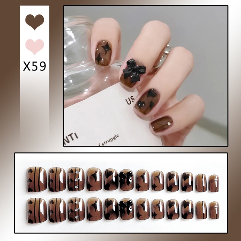 Set Móng Tay Giả Hình Vuông Màu Gradient Phong Cách Pháp