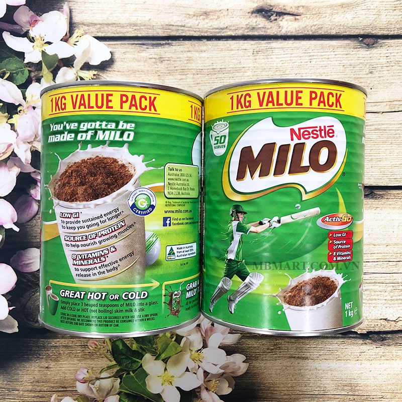 Sữa bột Nestle MILO 1KG Oz Mart Hàng Úc Nội Địa tăng cường năng lượng