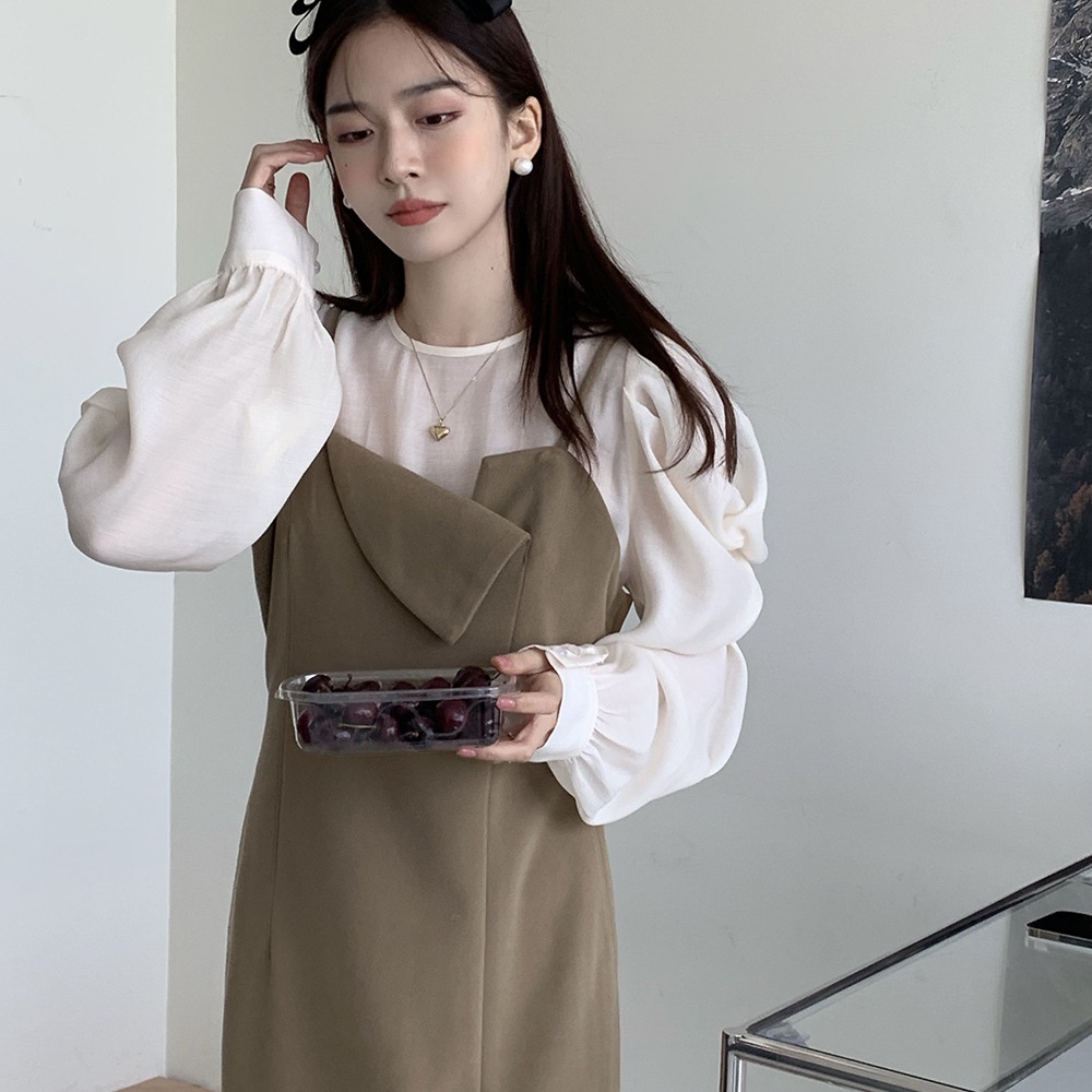 Set Áo Tay Phồng + Chân Váy Phong Cách Hàn Quốc Cho Nữ