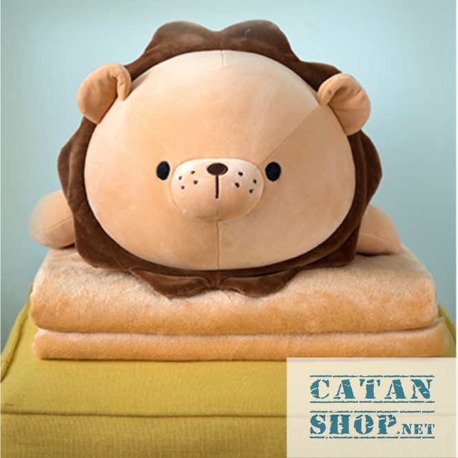 Gối mền sư tử mập, ngựa 1 sừng mập 3 trong 1 siêu cute, vải thun 4 chiều cực mịn, chăn gối văn phòng,gấu bông