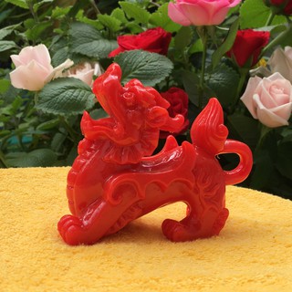 Tượng tỳ hưu màu đỏ hợp phong thủy Dài 12.5 x cao 10 x rộng 6.5 cm