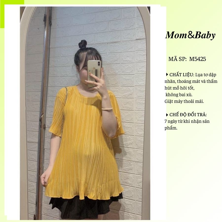 Áo bầu ngắn tay dập nhăn thời trang thiêt kế Mom and Baby M545