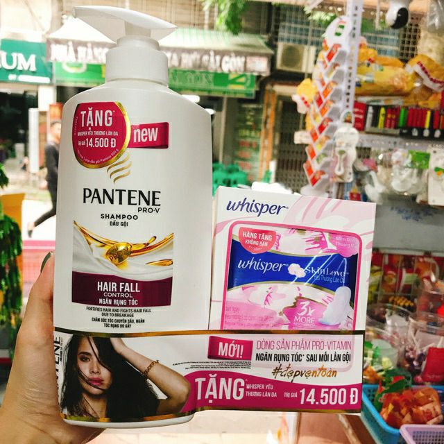 DẦU GỘI PANTENE NGĂN RỤNG TÓC 650G TẶNG 5 MIẾNG BVS WHISPER