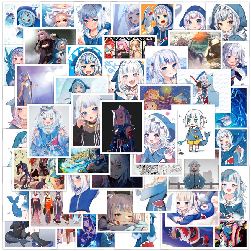 Set 112 Món Đồ Chơi Chất Lượng Cao ❉ Miếng Dán Trang Trí Hình Hololive Vtuber Gawr Gura Series B ❉ Miếng Dán Đề Can Chống Thấm Nước Vẽ Nguệch Ngoạc Thời Trang DIY