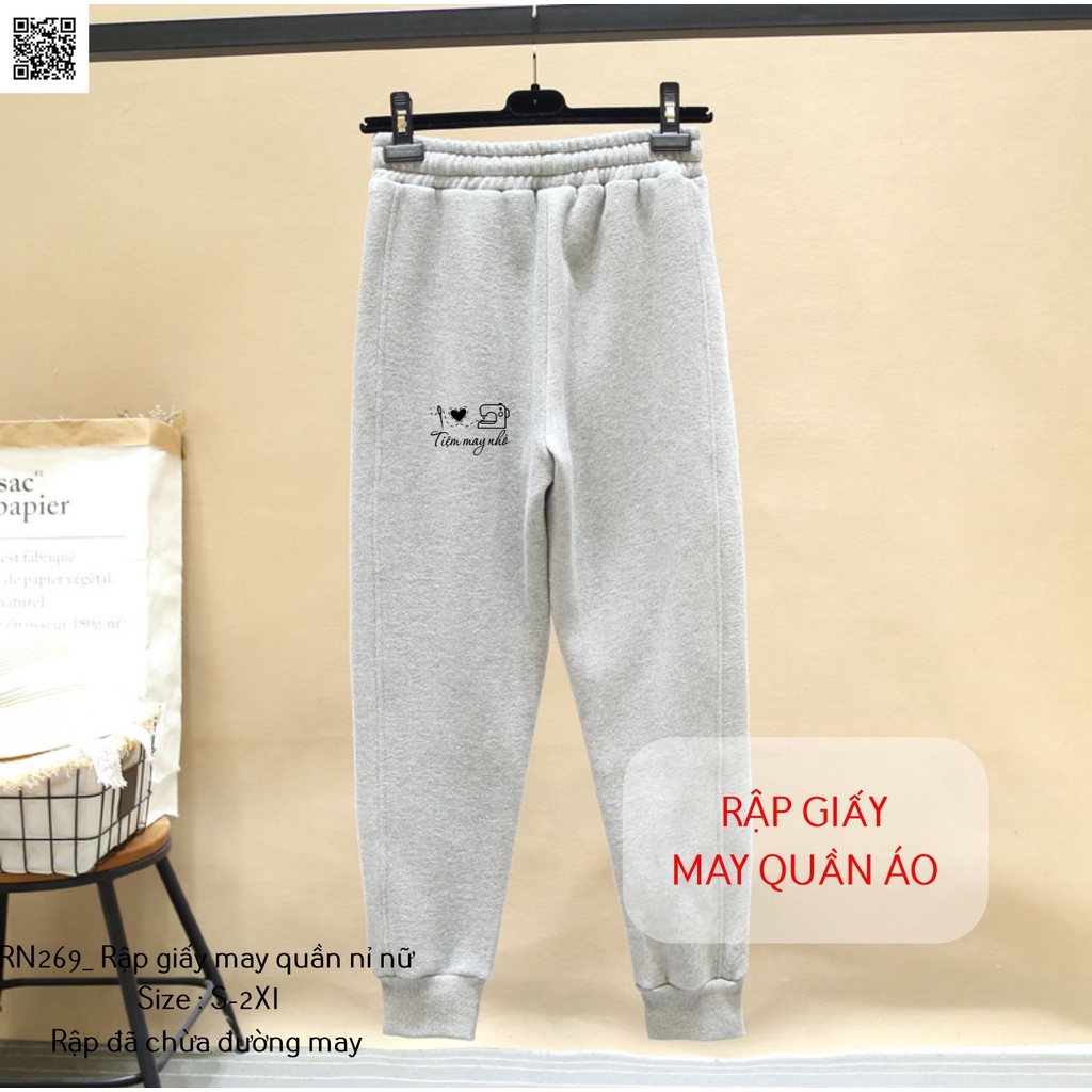 RN271_Rập giấy may quần nỉ bo gấu nữ