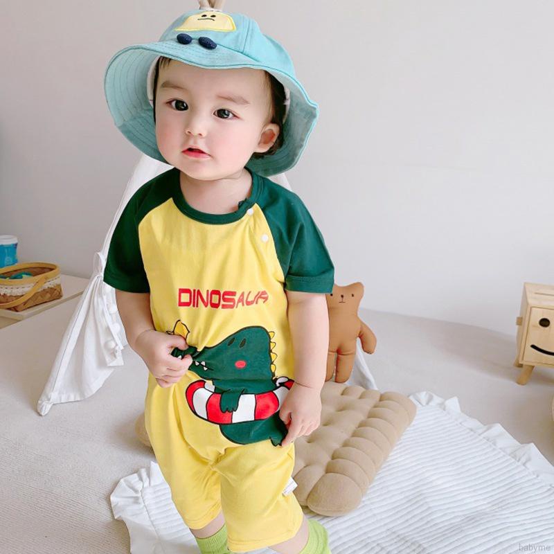 Bộ Áo Liền Quần Tay Ngắn Chất Liệu Cotton Mỏng Thoáng Khí Thời Trang Mùa Hè Cho Bé