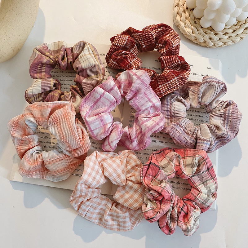 Dây Buộc Tóc Kẻ Sọc Caro Xinh Xắn Phong Cách Hàn Quốc Cho Nữ