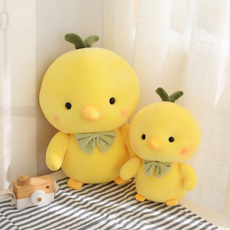 Gấu bông gà vàng cao cấp - Gà vàng thắt nơ nhồi bông kích cỡ 35cm. SANBEO.VN