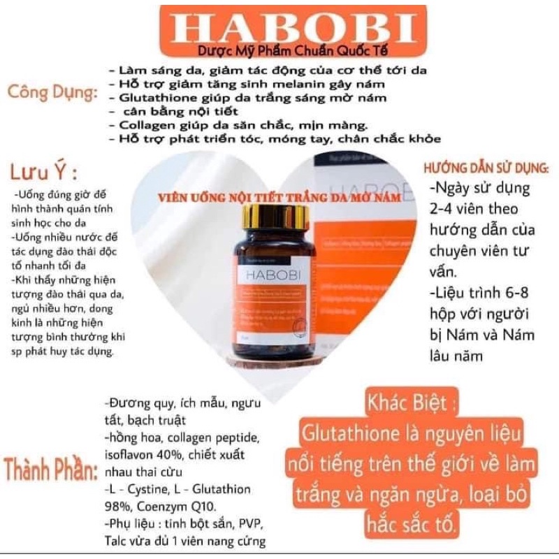 Viên uống nội tiết trắng da mờ nám tăng cường nội tiết tố HABOBI