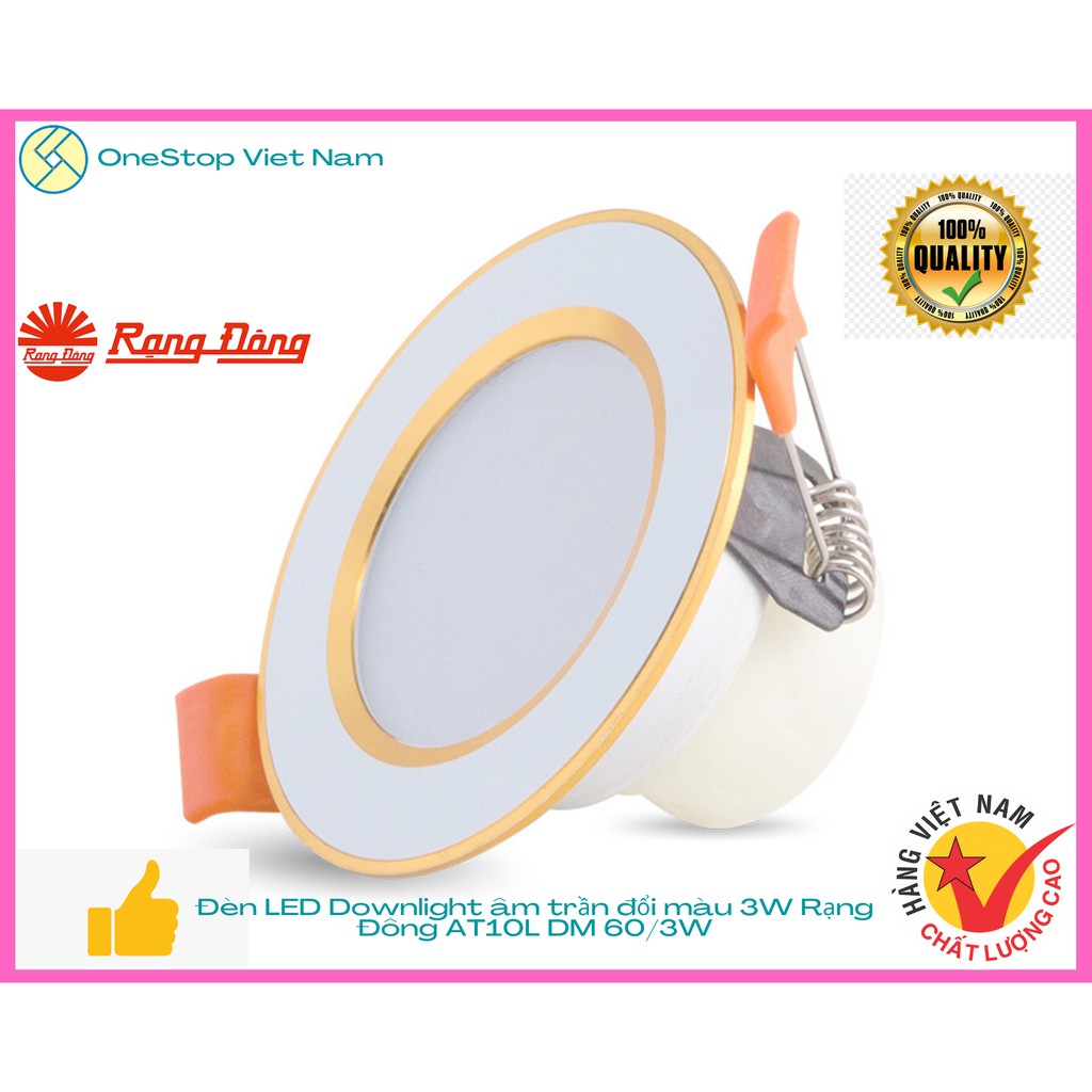 Bóng Đèn LED tròn chiếu sáng gắn trần, ốp trần đổi màu Rạng Đông 3W  AT10L DM 60