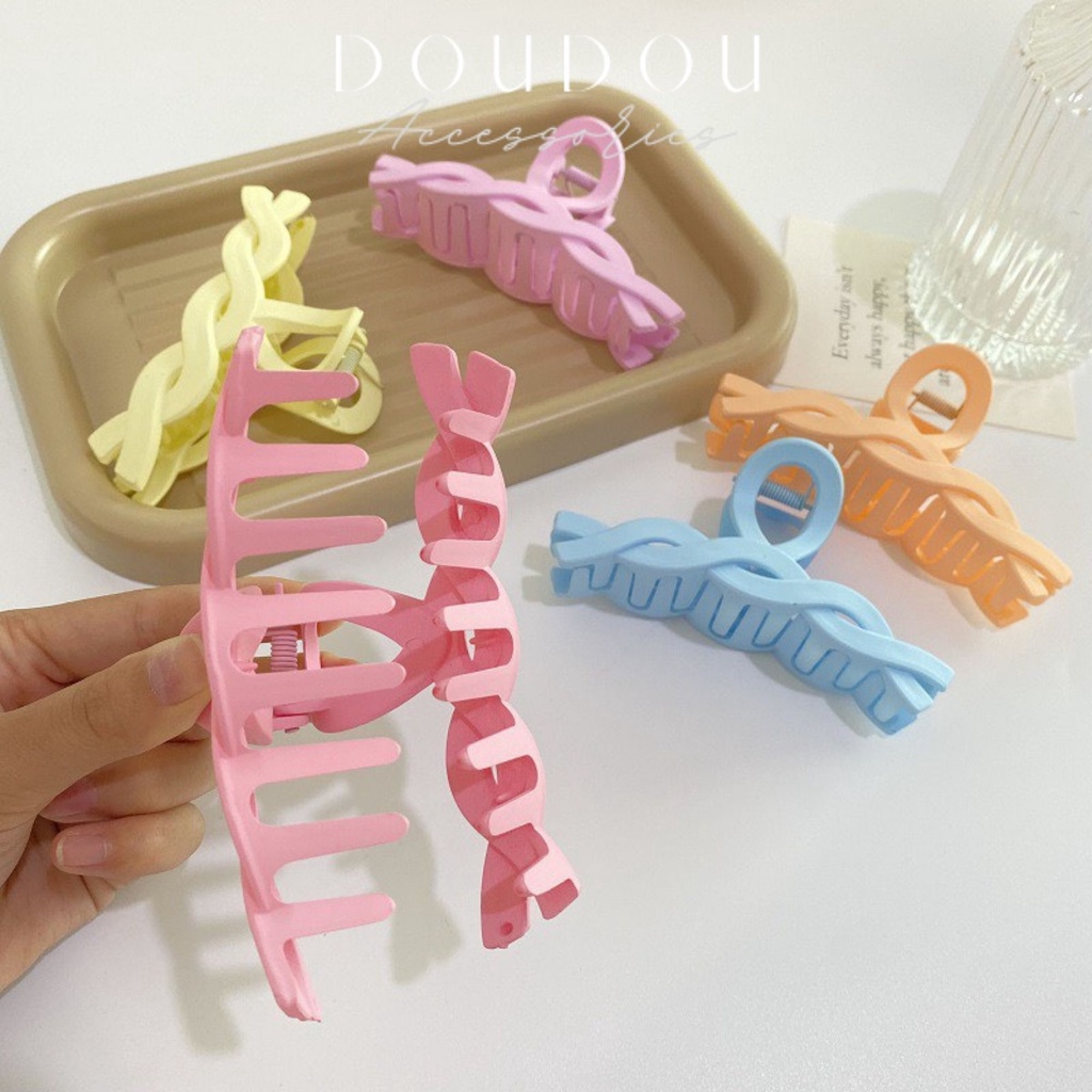 Phụ kiện tóc Doudou Cặp tóc Kẹp càng cua phong cách Hàn Quốc cỡ lớn cho nữ kiểu xoắn nhám bóng thời trang ZJ019