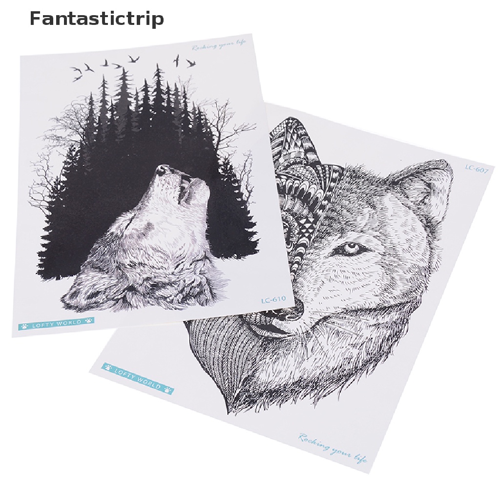 Hình Xăm Dán Trang Trí Cơ Thể Chống Thấm Nước Hình Sói Cá Tính