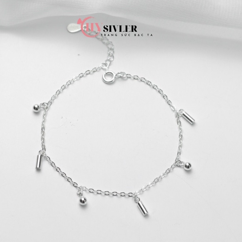 Lắc chân bạc ta bi mix ống mix trụ 6 charm lắc chân nữ bạc thật giá rẻ