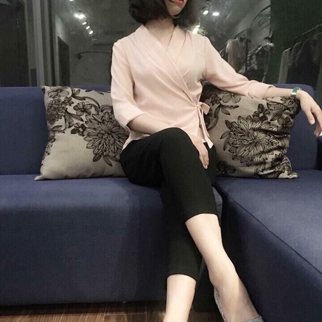 Áo sơ mi vạt chéo chất voan siêu mịn clip áo | BigBuy360 - bigbuy360.vn