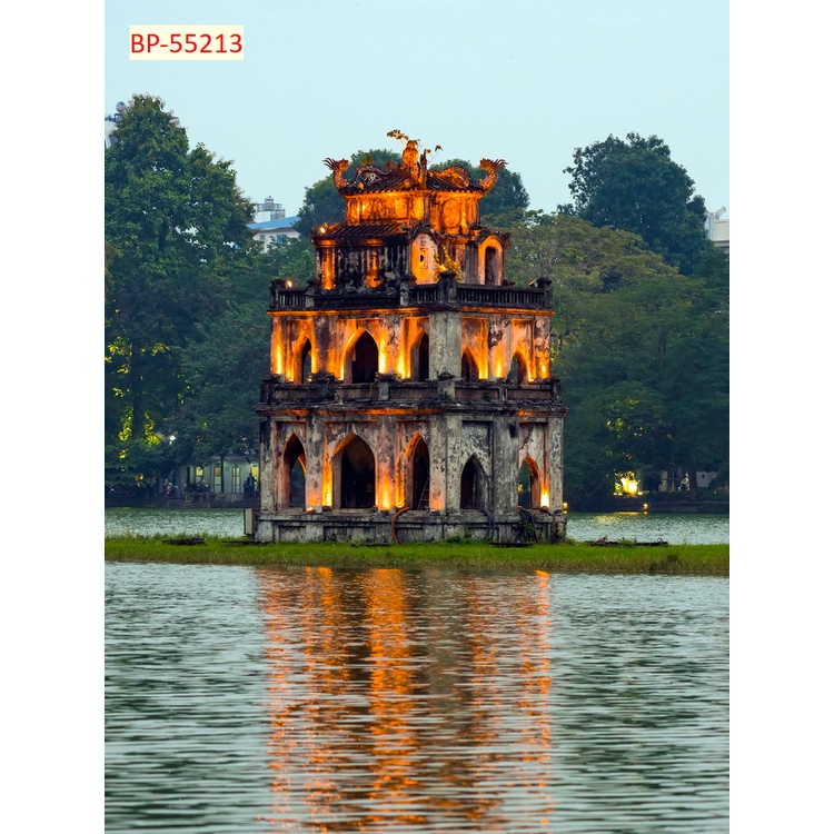Tranh lụa 3D chùa một cột, lăng bác, tháp rùa giá rẻ, chất lượng cao