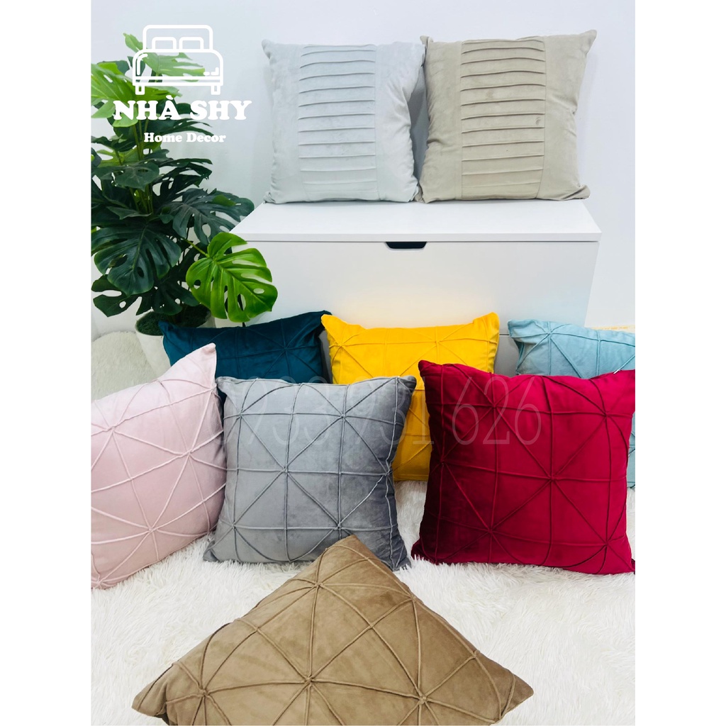 GỐI TỰA SOFA NỈ NHUNG HỌA TIẾT ZICZAC SIZE 45X45CM