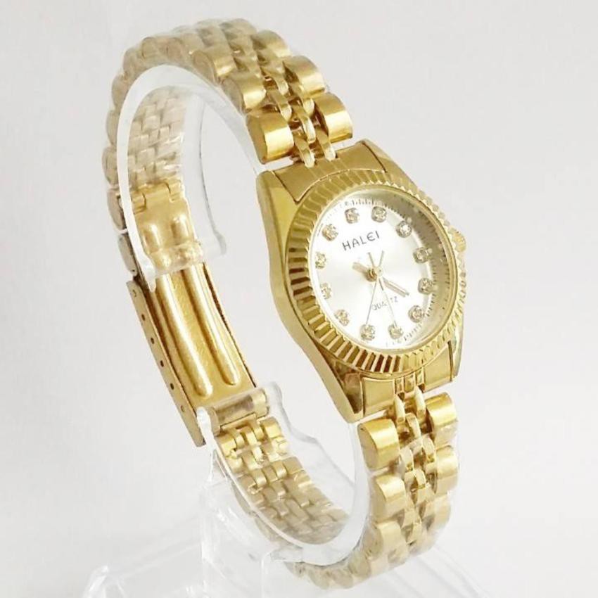 Đồng Hồ Nữ Halei Dây Vàng Mặt Trắng