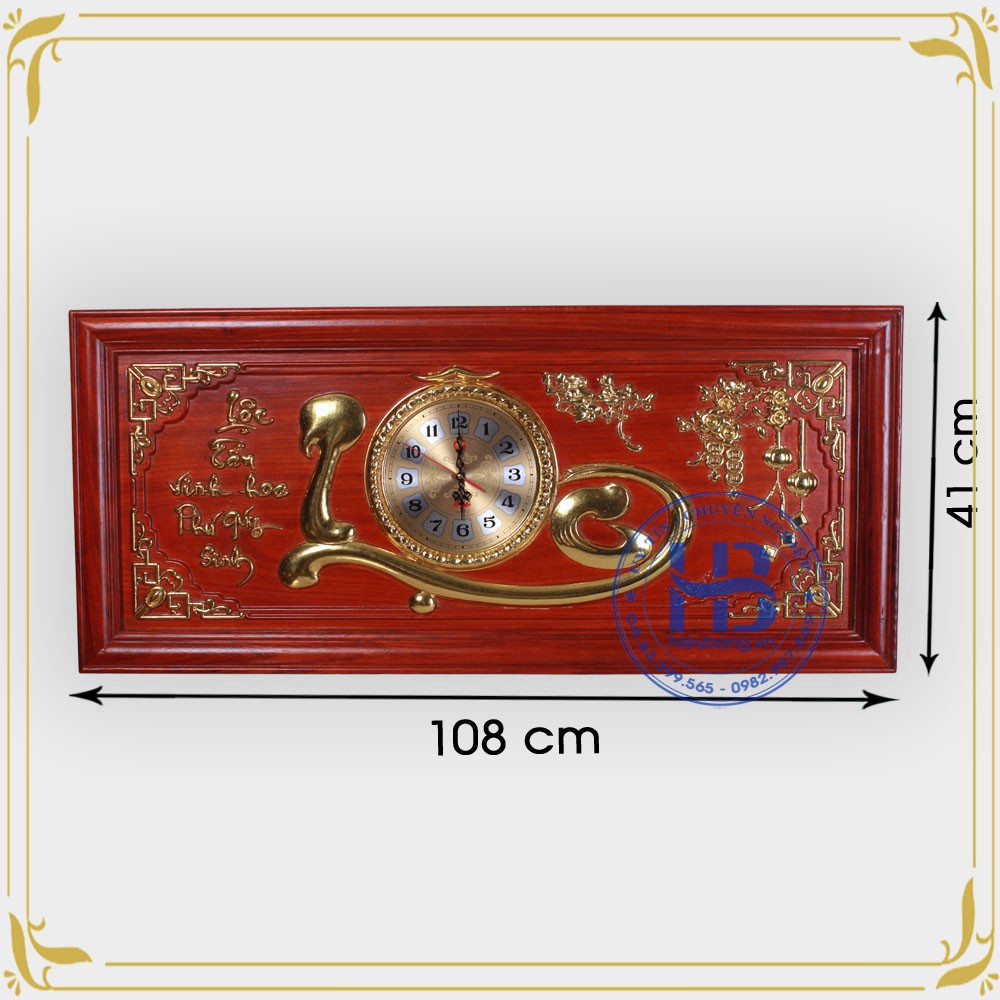 Đồng hồ tranh gỗ Hương chữ Lộc 41x108cm