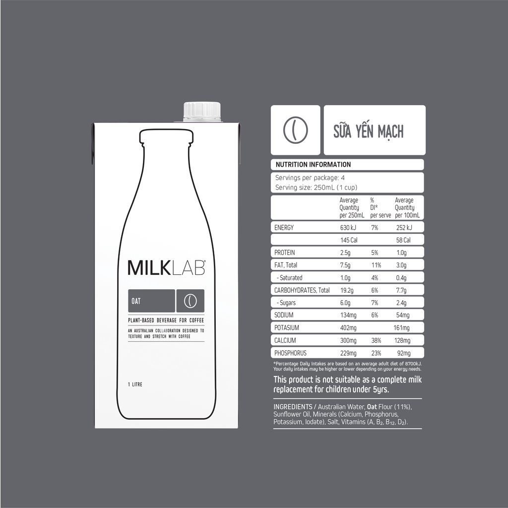 Sữa Hạt Milklab yến mạch 1l - Thùng 8 hộp