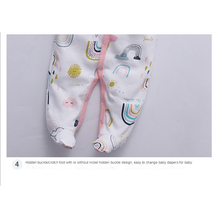Áo Liền Quần Tay Dài Bằng Cotton Cho Bé Sơ Sinh 0-12 Tháng Tuổi