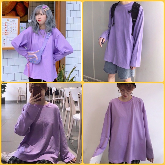 Áo phông Unisex trơn dài tay form thụng nhiều màu - Áo phông Unisex tay dài