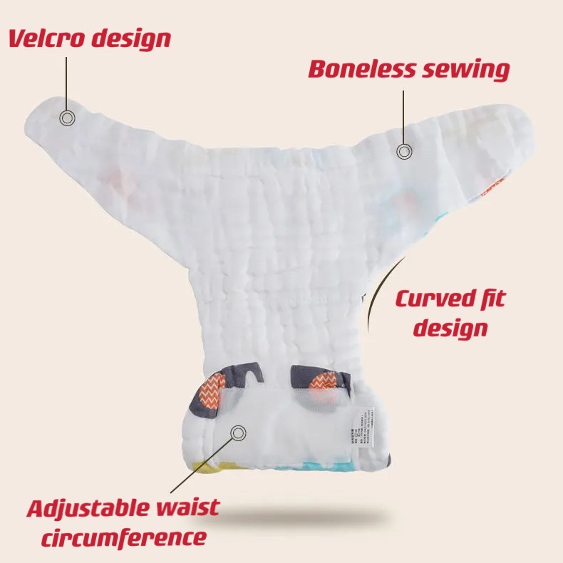 Quần tã vải cotton 12 lớp có thể giặt sạch tái sử dụng cho các bé