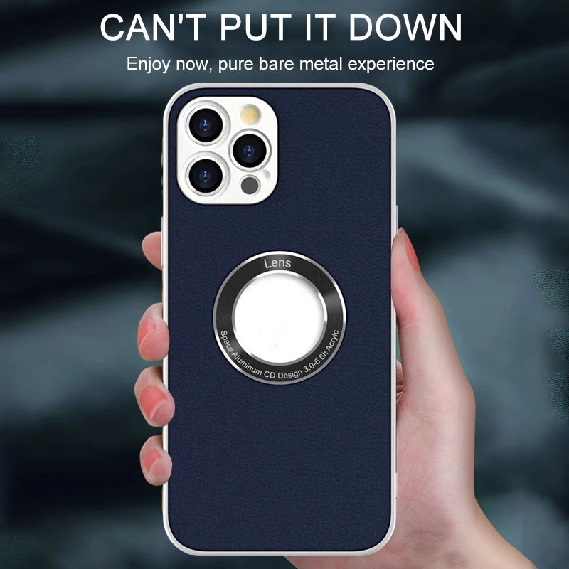 Ốp Điện Thoại Da PU Logo Sang Trọng Có Lỗ lens Cho iPhone 13 12 11 pro max xr xs max